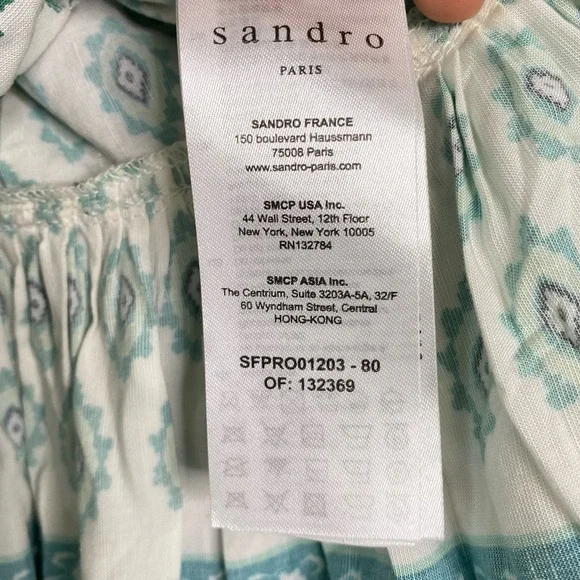 Sandro Paris Green Naima Mix Print Mini Dress Long Sleeve - Picture 5 of 8